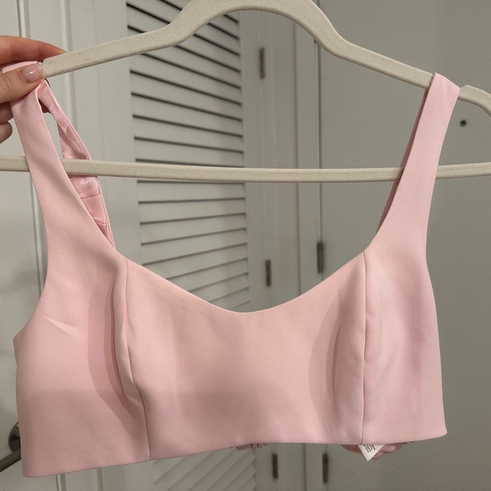 For Love And Lemons Pink Crop Top with Textured Fabric